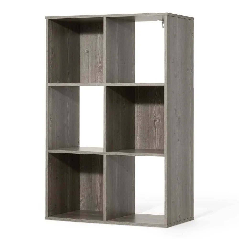 CAPHAUS 36 in. H x 23.6 in. W x 11.6 in. D Grey Oak Wood Look 6-Cube Storage ...