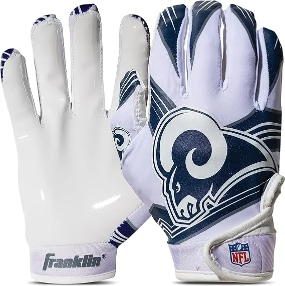 Franklin Sports Youth NFL Football Receiver Gloves - Kids Football Gloves Pair - NFL Team Logos and Silicone Palm - All Youth Sizes - Great Game Gear + Football Costume Accessory