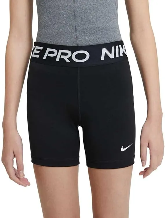 Nike Girls Pro 3" Shorts - White/Black Size XL