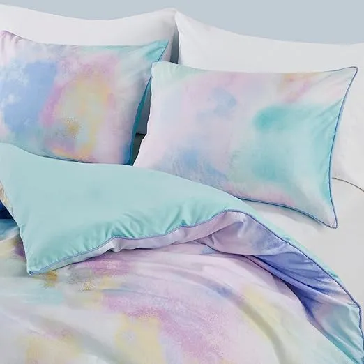 Cassiopeia Watercolor Tie Dye Printed Set with Throw Pillow Intelligent Design