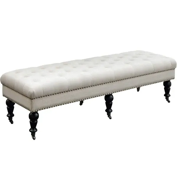 Linon Isabelle Washed Blue Linen 50" Bench