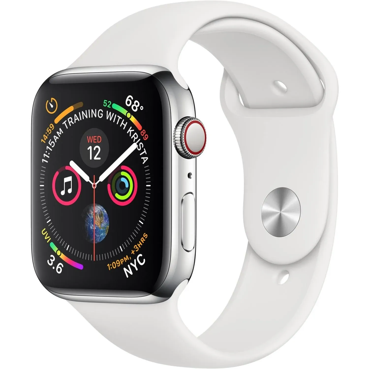 Apple Watch Series 4 40MM usado, prata, caixa de alumínio, pulseira esportiva branca