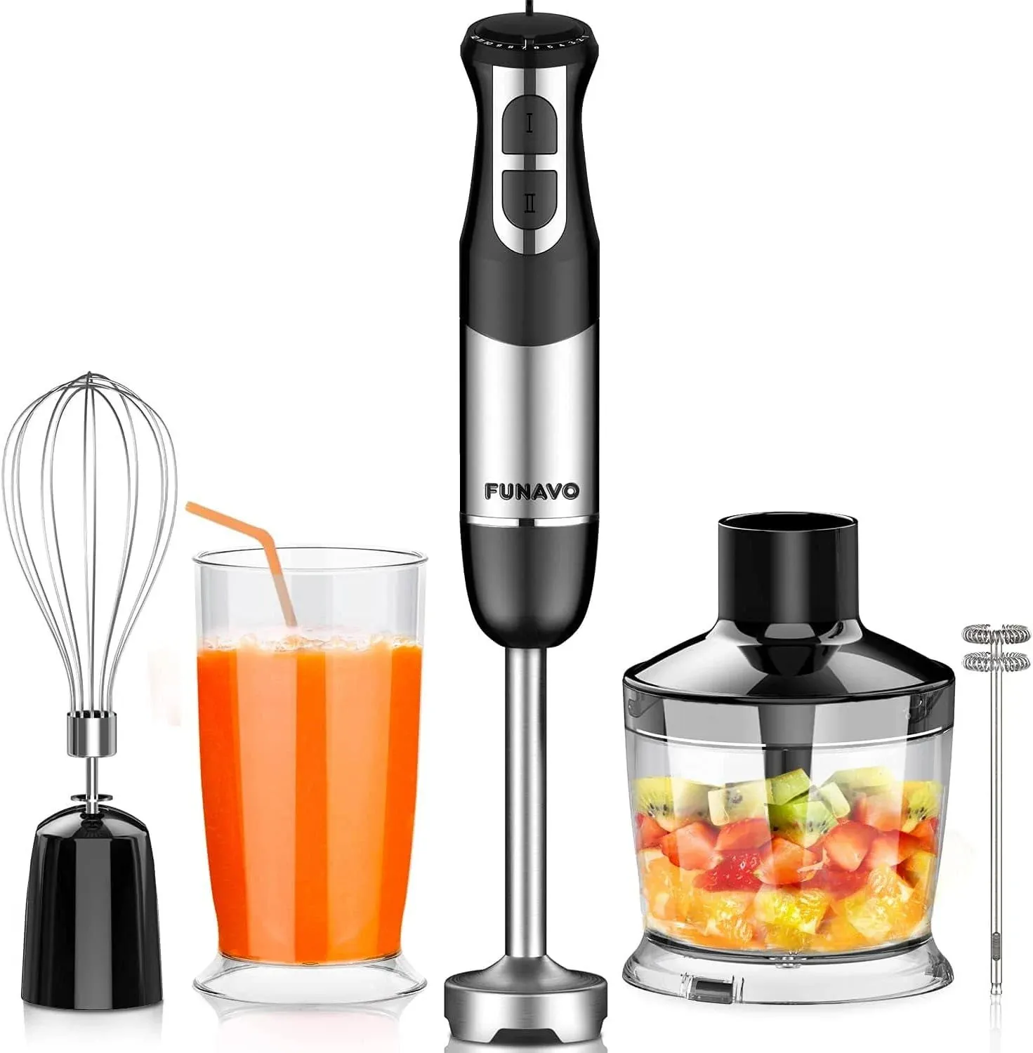 KOIOS 12 Speed 5 In 1 Immersion Electric Hand Blender Chopper Mixer Kitchen Tool