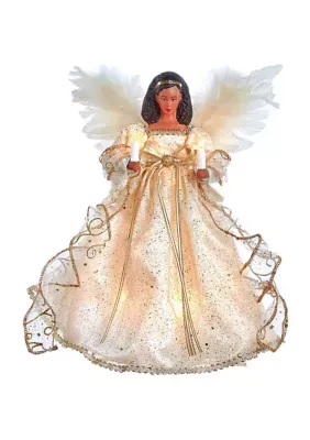 Kurt S. Adler 12-Inch Ul 10-Light Ivory & Gold African American Angel Treetop