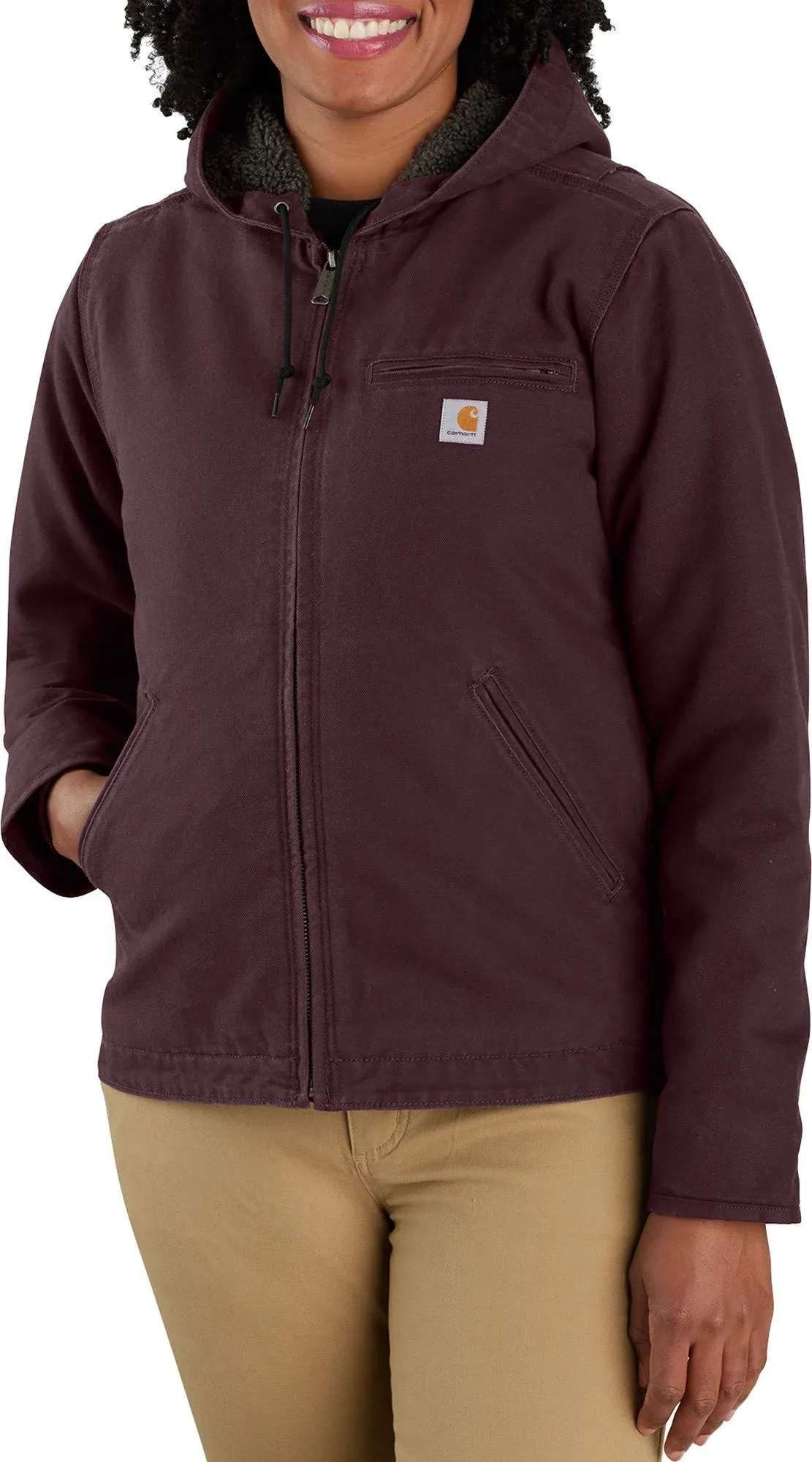 Carhartt Women's Washed Duck Sherpa Lined Jacket - Blackberry - Xs