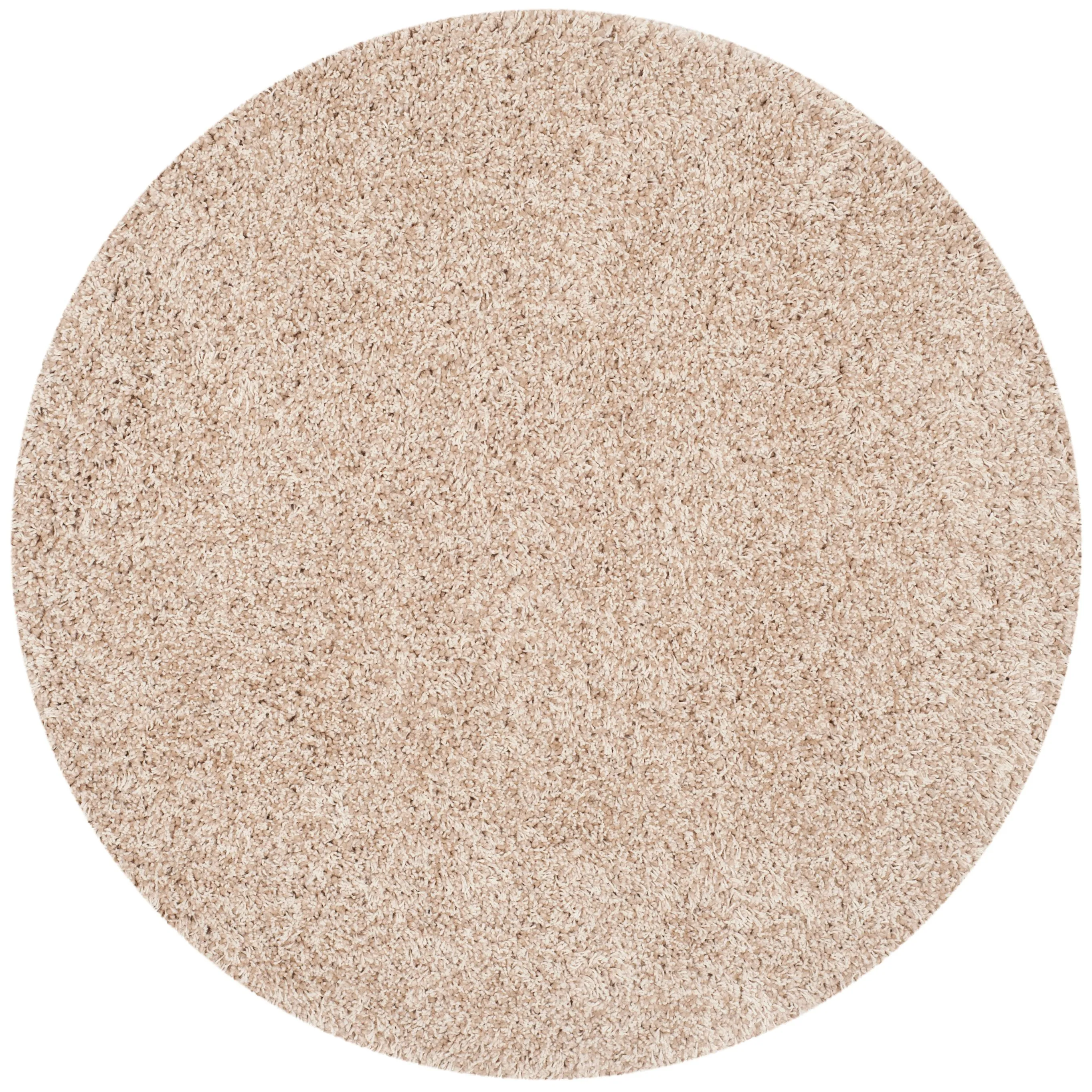 SAFAVIEH California Solid Plush Shag Area Rug, Beige, 8'6" x 8'6" Round