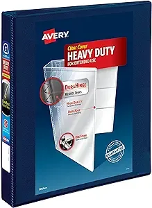 AVERY Heavy-duty View Binder With Durahinge And One Touch Ezd Rings, 3 Rings, 1" Capacity, 11 X 8.5, Navy Blue