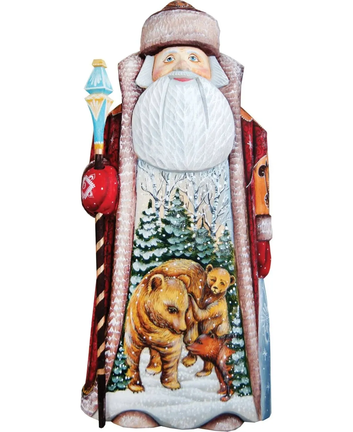 G. Debrekht Waking Grizzlies Santa Carved Wood and Hand-Painted Figurine