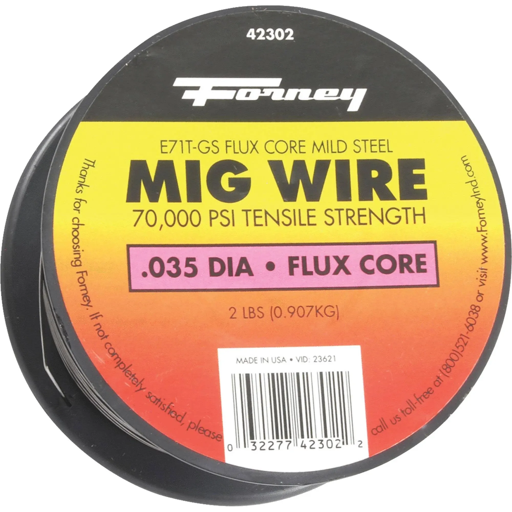 Forney Flux Core Mild Steel MIG Wire, 0.035 in. 2 lb 42302