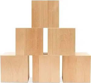 DIY Wood Cubes 4-inch, Pack of 3 Large Blank Wooden Blocks for Crafts, STEM, Building, Monitor Riser, Photo Cube Craft, and Home Decor, by Woodpeckers