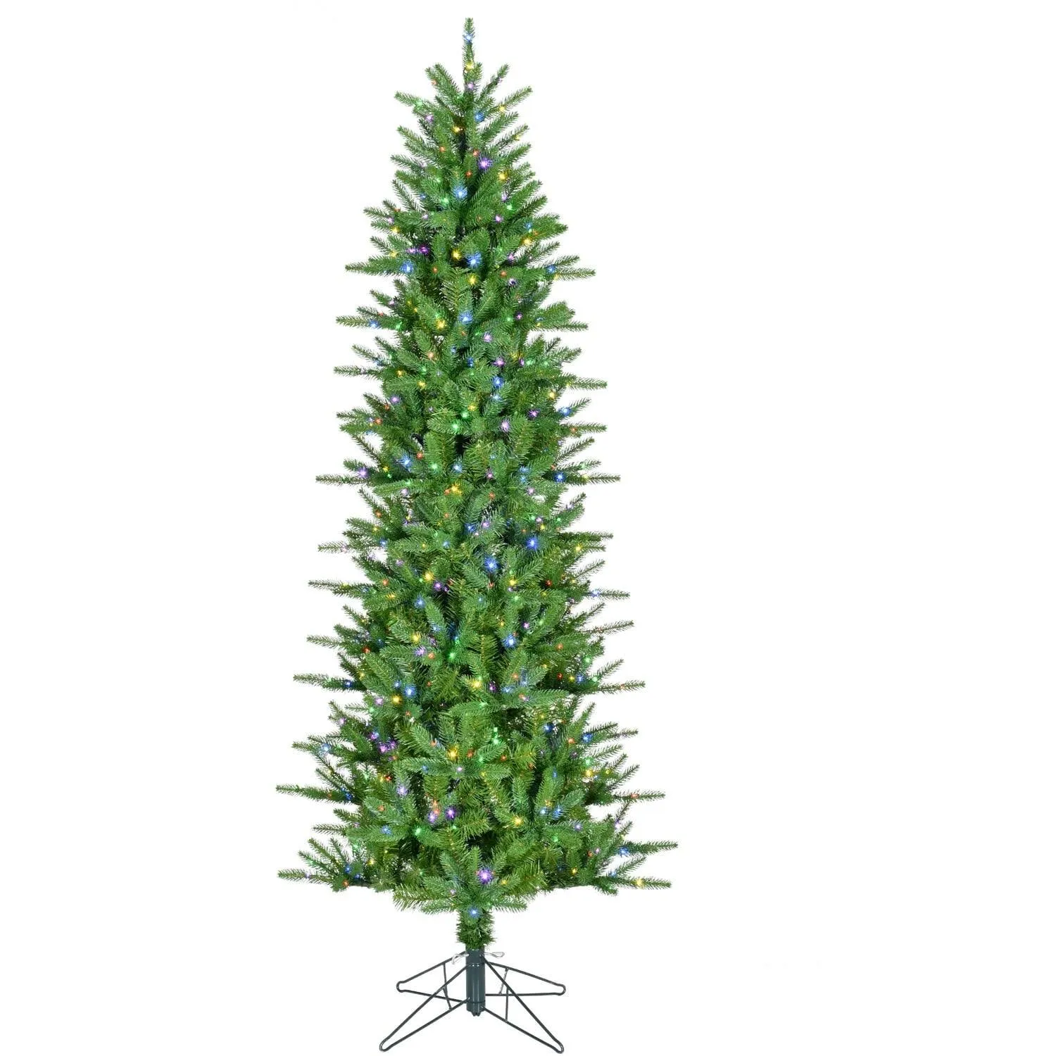 Fraser Hill Farm 6.5-ft Carmel Pine Slim Artificial Christmas Tree with Color Changing LED Lights Lowes.com