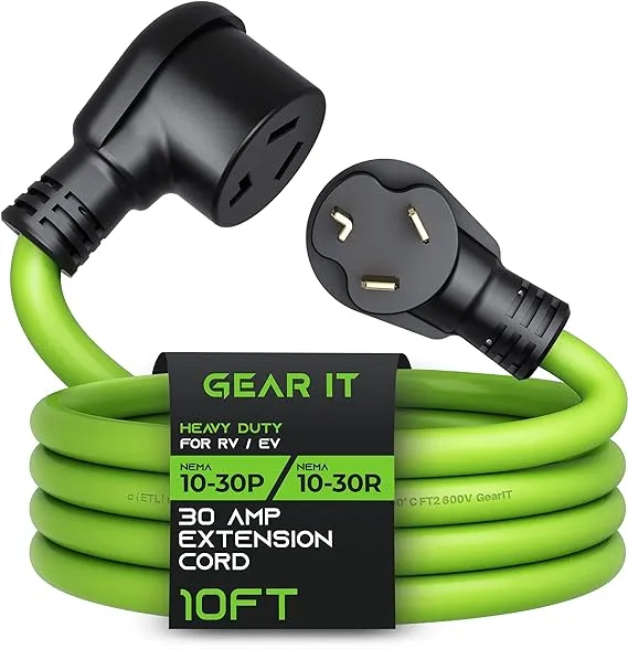 GEARit 30 Amp (10 Feet) 3 Prong Dryer Extension Cord NEMA 10-30P to 10-30R STW 10AWG/3 Heavy Duty, RV EV Charging Cable 125/250V