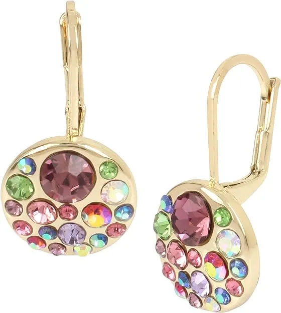 Betsey Johnson Mixed Stone Cluster Round Drop Earrings