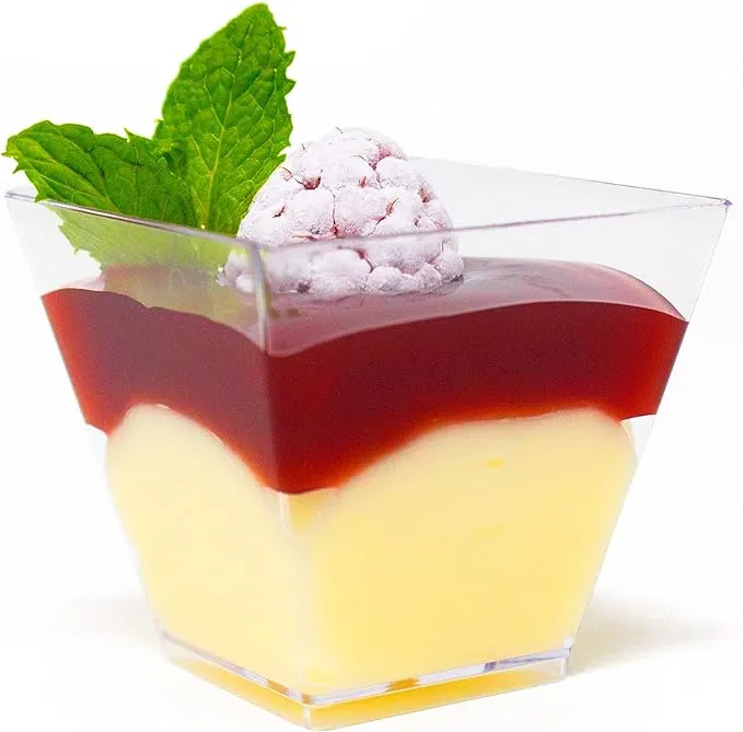 CMJJ Gourmet Inc. 50ct Tiny 2oz Mini Pyramid Plastic Dessert Cups Professional ...