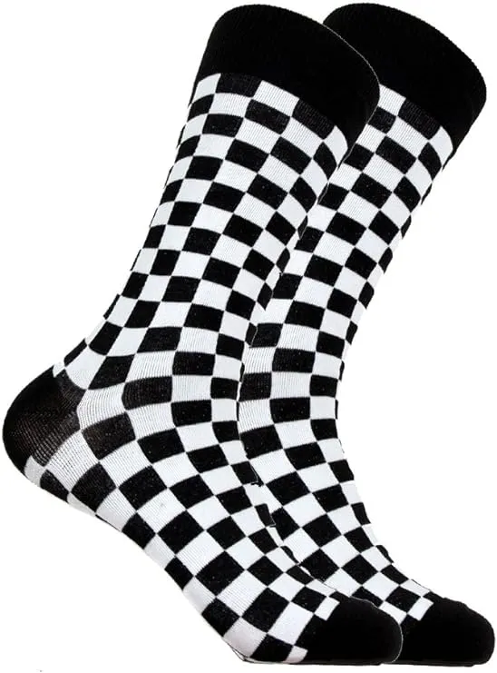 Mens Designer Checkered Cotton Socks