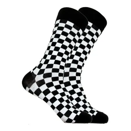 Mens Designer Checkered Cotton Socks