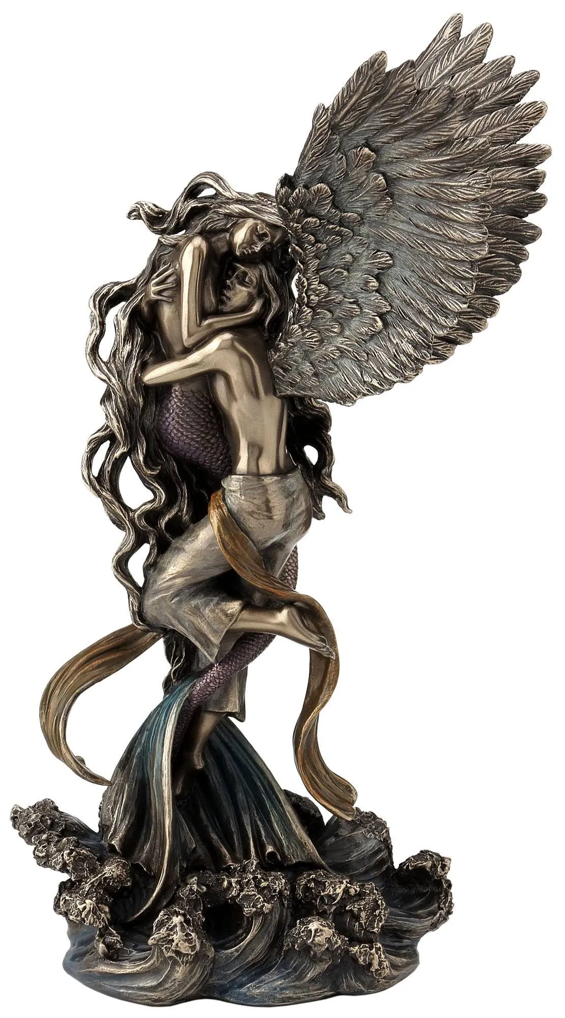 Veronese Design 12 Inch Mermaid Angel Lover Statue Impossible Love by Selina Fenech Cold Cast Resin Bronze Finish Sculpture