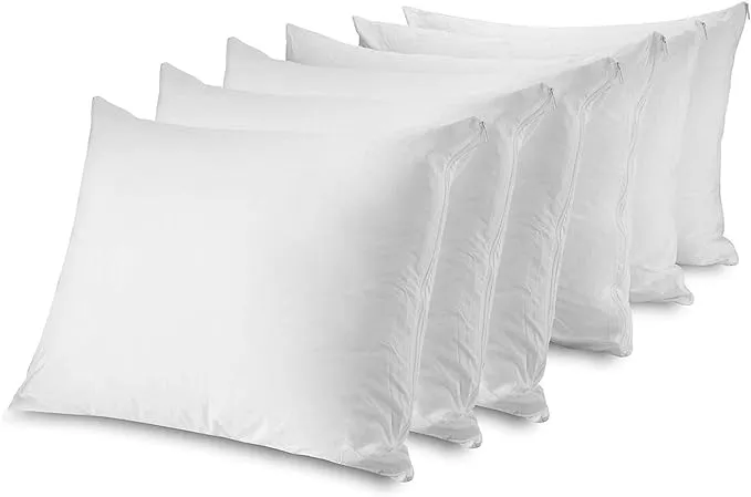 CIRCLESHOME Pillow Protectors 4 Pack Standard Zippered - 100% Cotton Breathable Pillow Covers - Protects Pillows from Dirt, Dust and Debris (Standard - Set of 4 - 20x26)