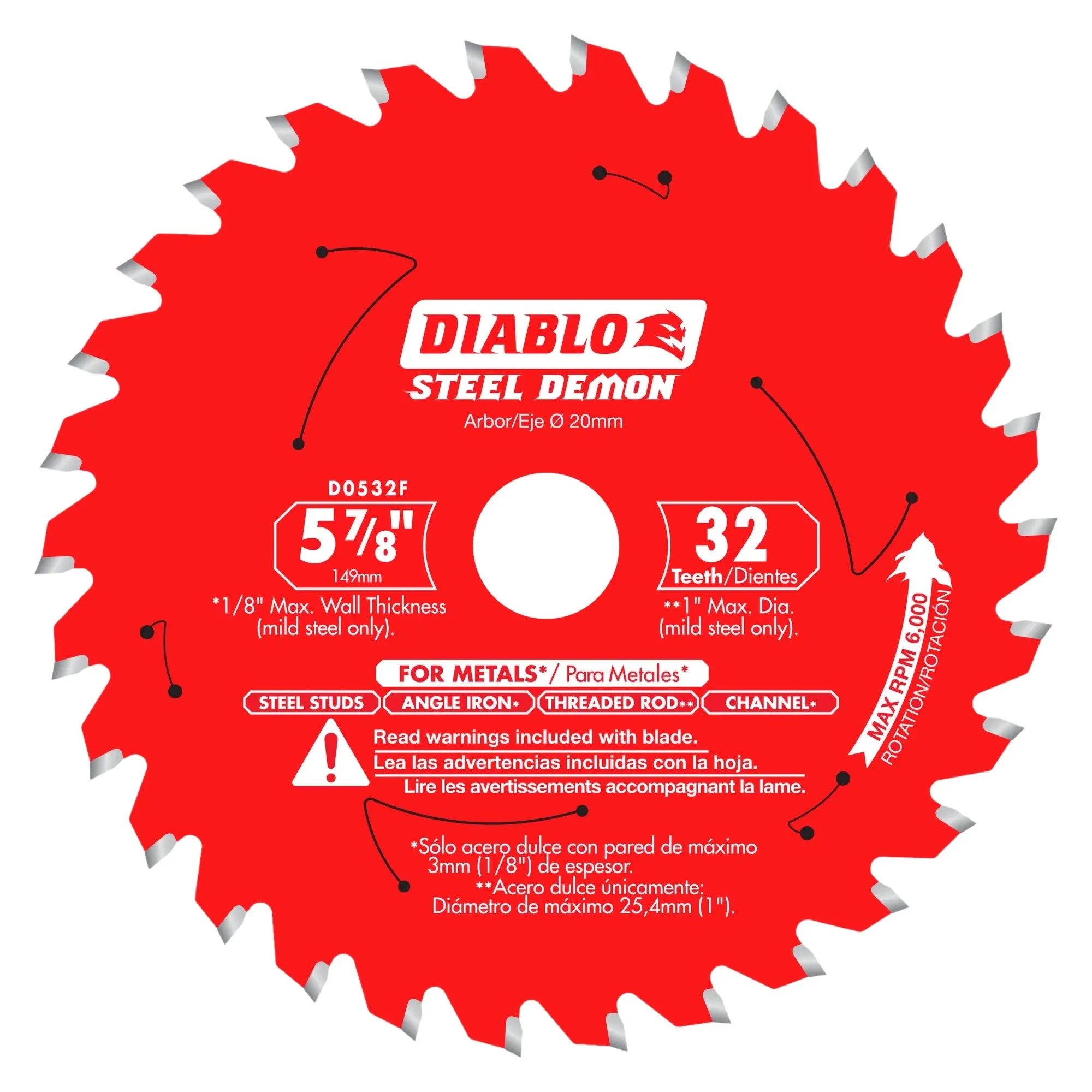 Diablo D0532F 5-7/8 in. x 32 Tooth Steel Demon Carbide-Tipped Saw Blade for Metal