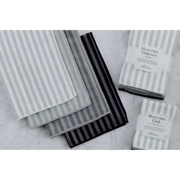 Grey Stripe Microfiber Dishtowel (Set of 4) - Bed Bath & Beyond - 16963836