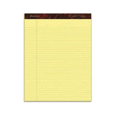 Ampad Gold Fibre Writing Pads, Narrow Rule, 8.5 x 11.75, Canary, 50 Sheets, Dozen