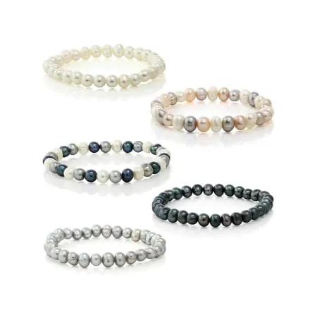 Gem Stone King Cultured Freshwater Pearl Stretch Bracelets