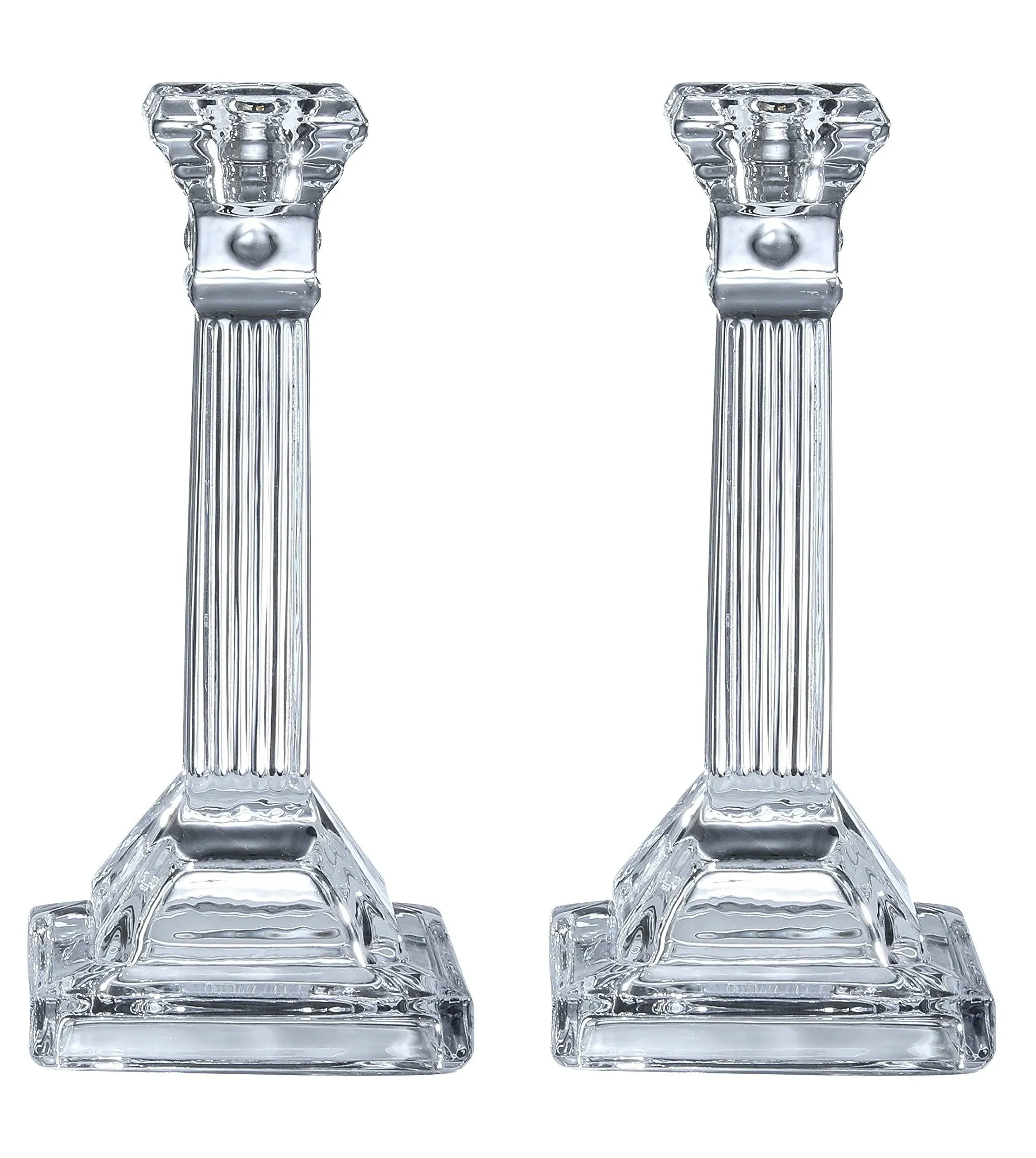 Crystal Candle Holder Set of 2 - Crystal Glass 8&#034; Tall Candlestick Holders fo...