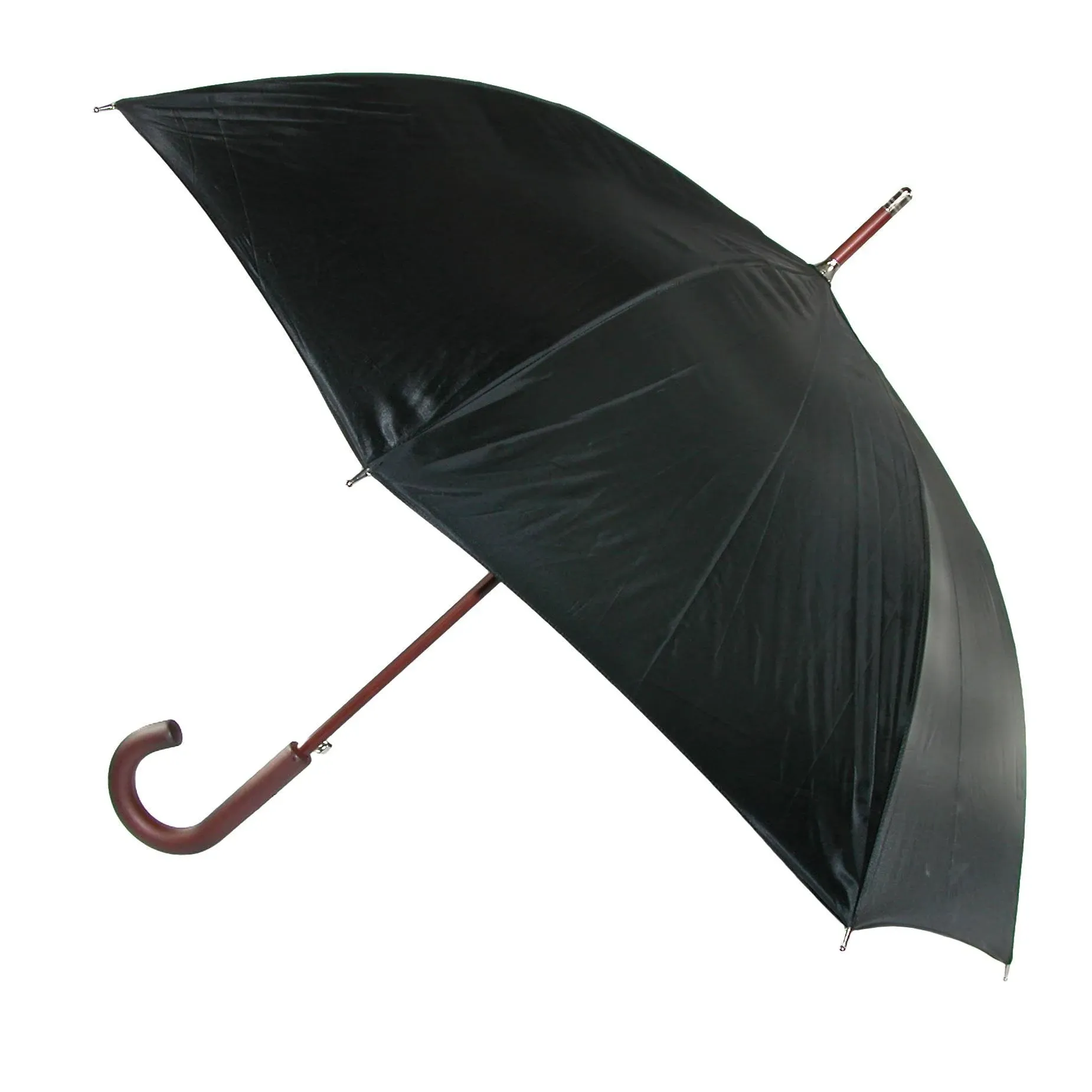 Totes Auto Open Wooden Stick Umbrella Black One Size