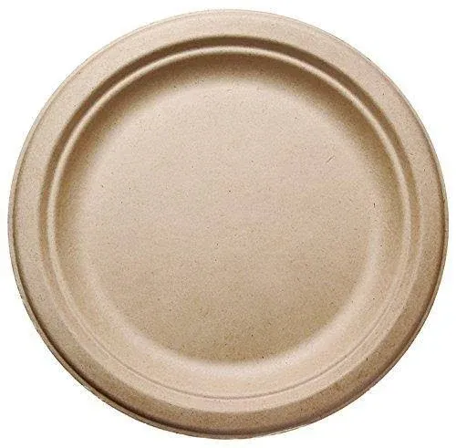 [500 Count] 7" in Round Disposable Plates - Natural Sugarcane Bagasse