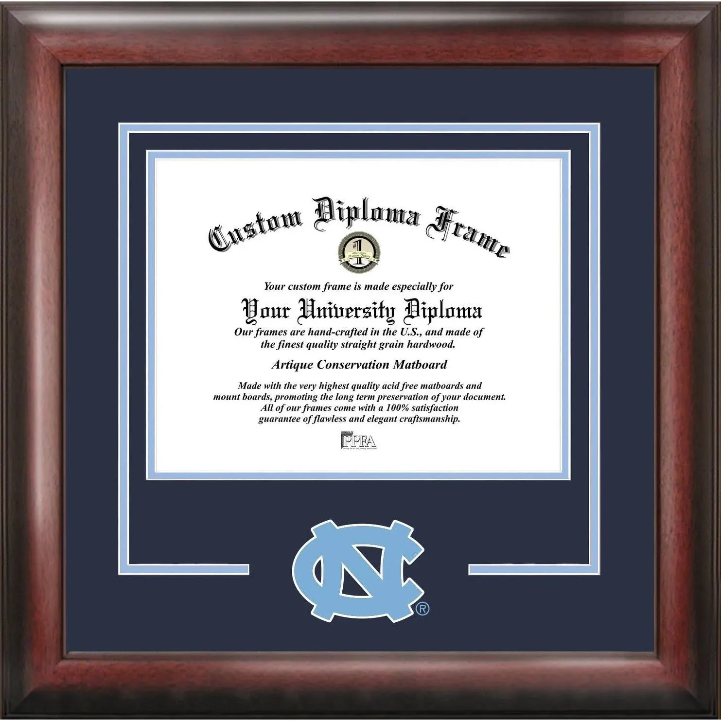 Campus Images  14 x 11.5 in. North Carolina Tar Heels Spirit Diploma Frame - Satin Mahogany