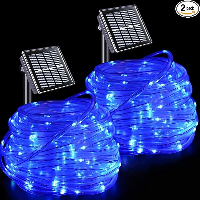 yeguo solar rope lights Outdoor waterproof led 2 pcs total 66ft 200 led string lights