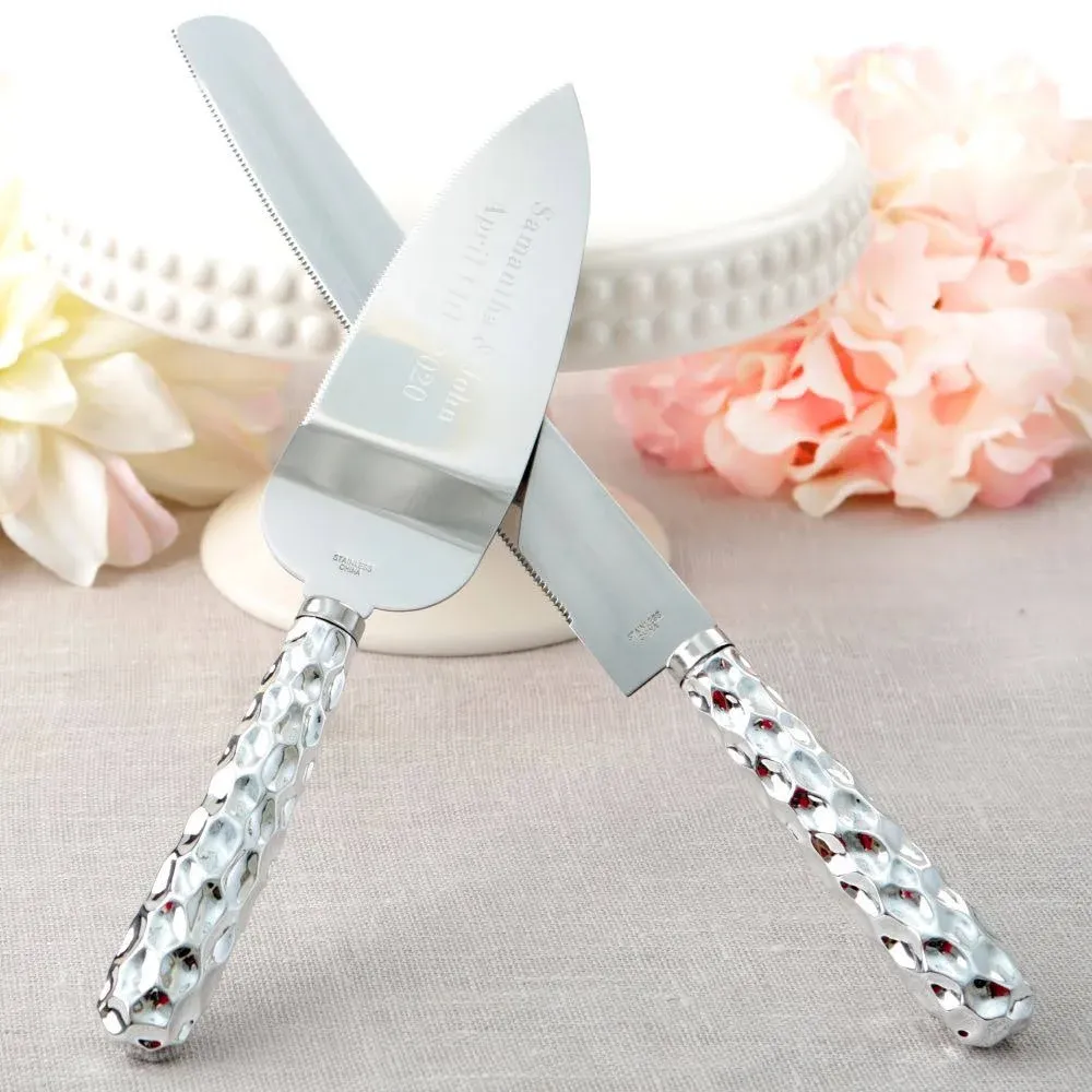 Hammered Design Handle Cake Knife & Server Set