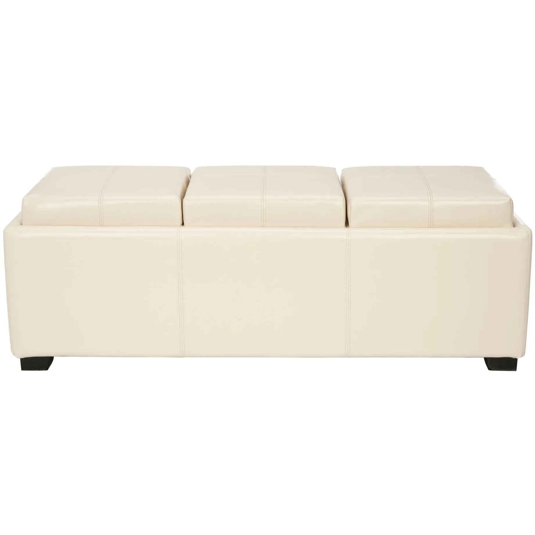 SAFAVIEH Broadway Triple Tray Flat Cream Leather Storage Ottoman