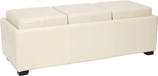 Safavieh Harrison Triple Tray Ottoman - Flat Cream