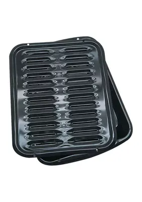 Range Kleen BP102X Heavy Duty 2 Piece Black Porcelain Air Fry, Bake and Broiler Pan