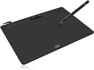 Adesso Large Graphics Drawing Tablet Pad 12 x 7 Inch 8192 Levels Battery-Free Pen, 8 Customizable Keys with Scroll Wheels, Compatible with PC/Mac/Android OS for Painting, Design & Online Teaching