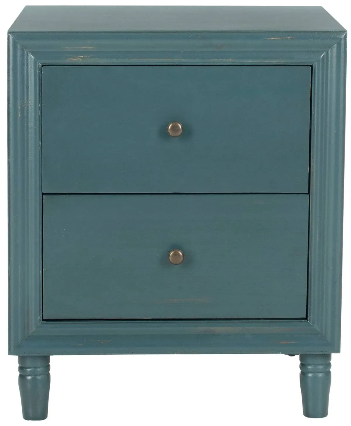 Safavieh Blaise Nightstand With Two Storage Drawers Dark Teal Bedroom Bedside