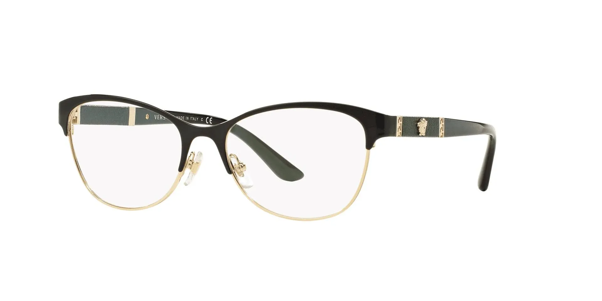 NEW VERSACE EYEGLASSES VE 1233Q VE1233Q 1366 BLACK GOLD 53mm AUTHENTIC 1233