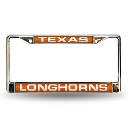 Texas Longhorns Laser Chrome License Plate Frame Free Screw Caps with this Frame