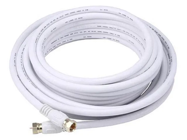 Monoprice 25ft RG6 (18AWG) 75Ohm, Quad Shield, CL2 Coaxial Cable with F Type Connector - White