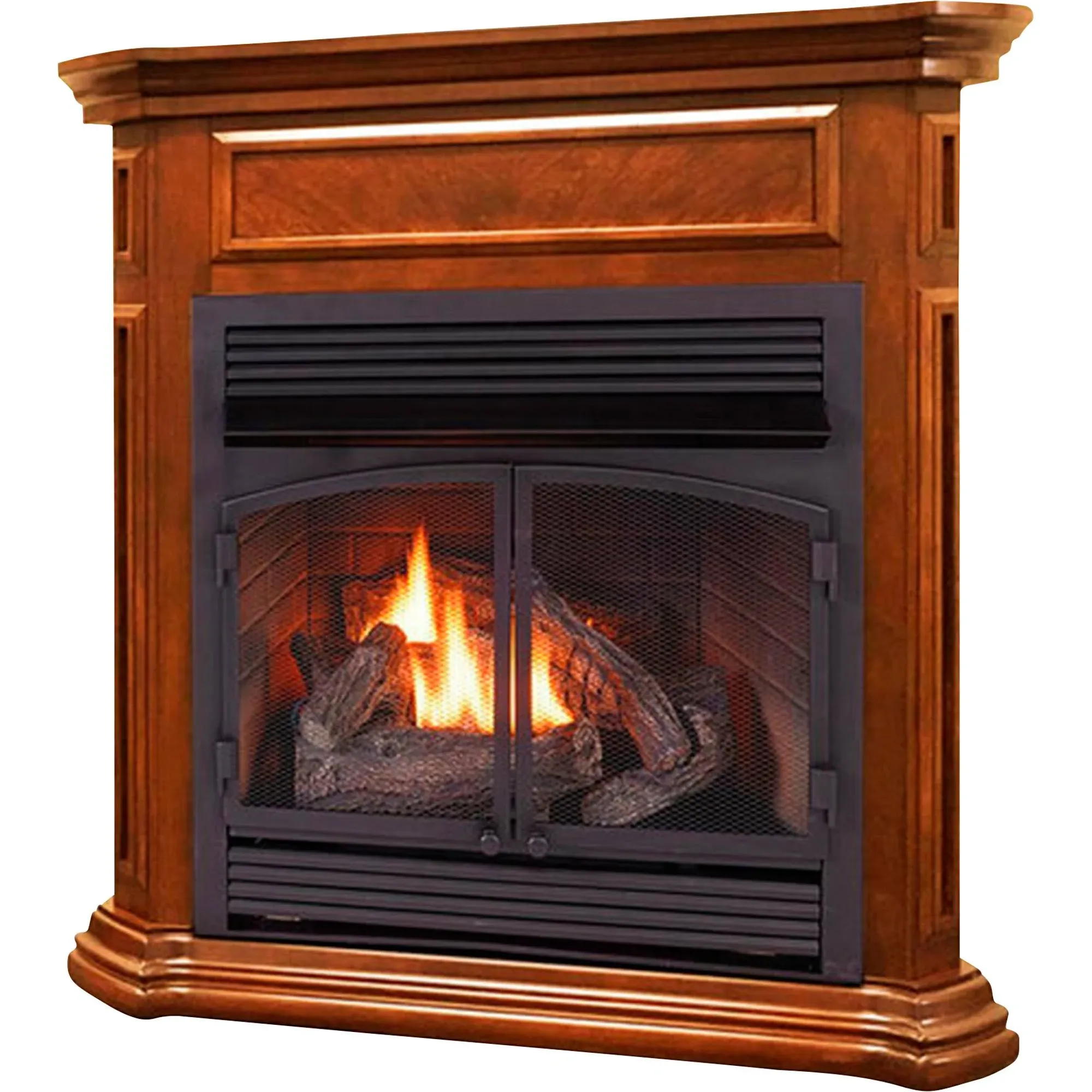 Duluth Forge Ventless Gas Fireplace With Mantel, 32K BTU, Remote, DFS-400R-4AS