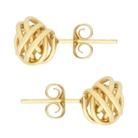 14K Gold Love Knot Earrings For Women- Handmade in USA, Butterfly Pushback Closure, Hypoallergenic,14K Gold Earrings For Woman-7mm