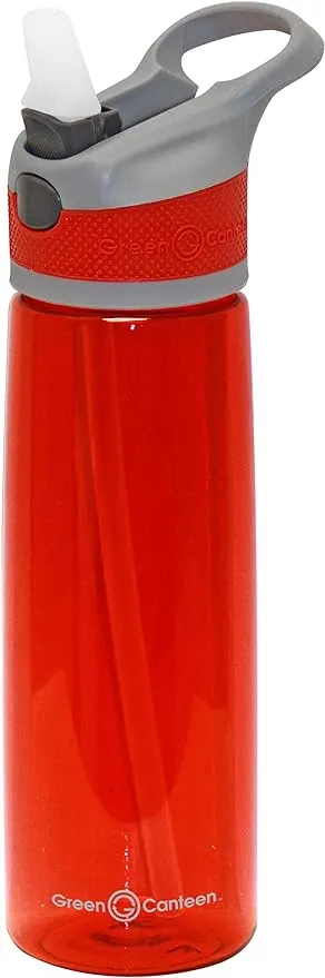 Water 24 Oz Single Wall Tritan Plastic Bottle Gray/red