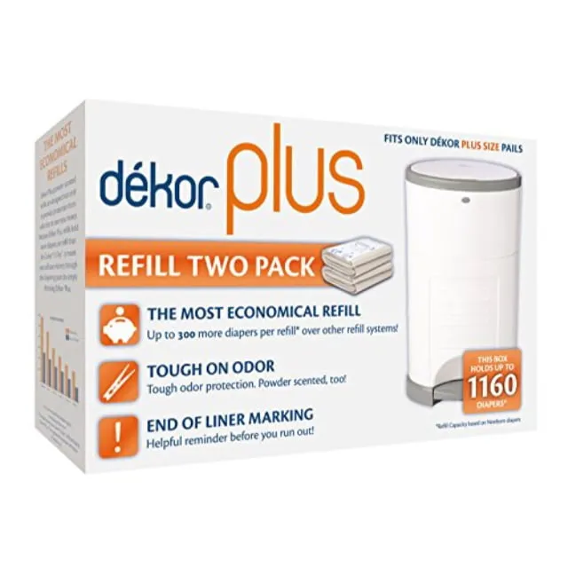 Diaper Dekor Plus Diaper Pail Refills | 4 Count | Most Economical Refill System | Quick & Easy to Replace | No Preset Bag Size Use Only What You Need | Exclusive End-of-Liner Marking