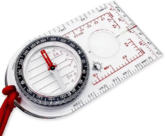 Sun Company ProMap Compass - Ultra Lightweight Baseplate Map Compass with Declination Scale - Accurate Orienteering Base Plate Compass for Hiking, Backpacking, Camping, and Survival Navigation