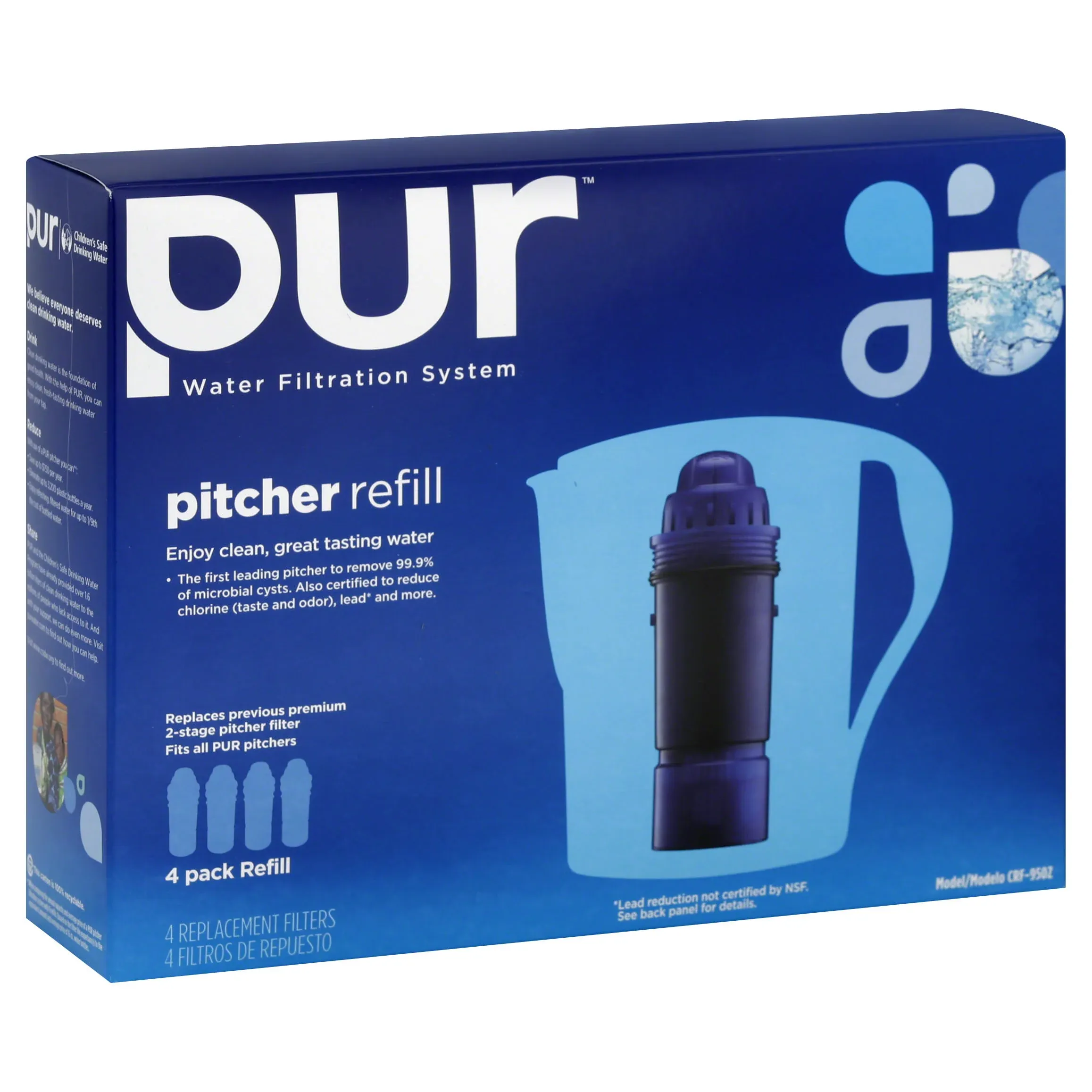 Pur Pitcher Replacement Water Filter, Blue - 4 count