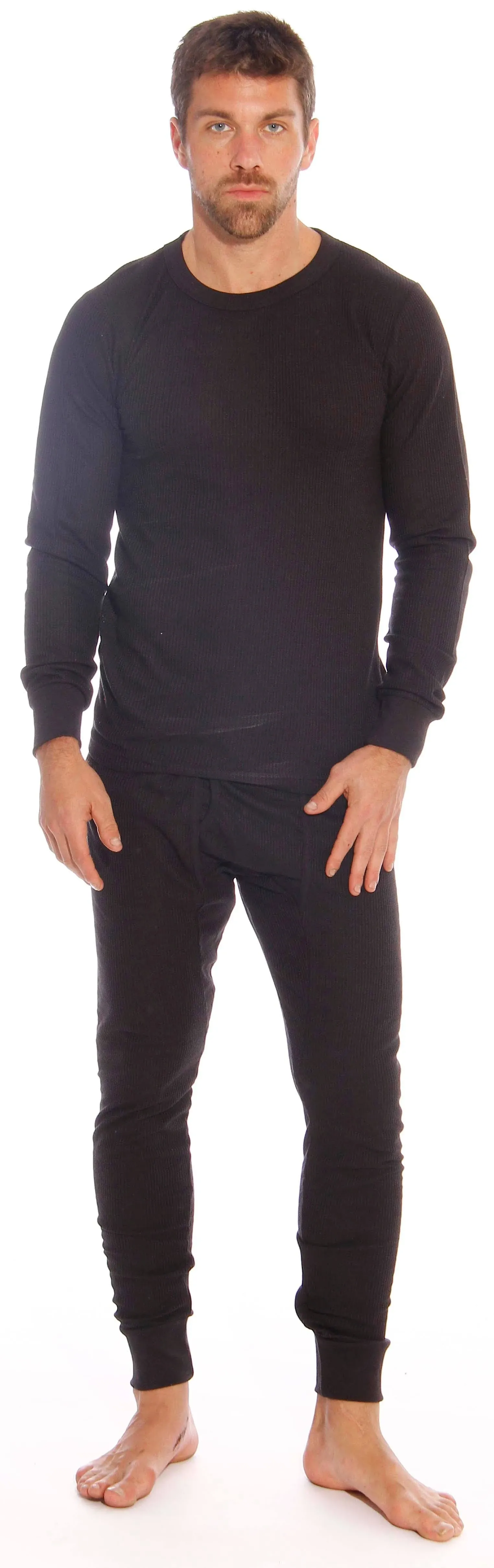 At The Buzzer Men's Thermal Underwear Set - Base Layer Long Johns for Warmth in Winter (Black, XXX-Large)