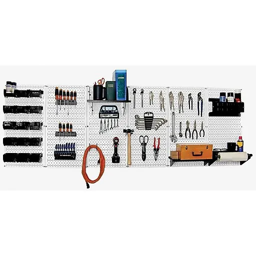 32 in. x 96 in. Metal Pegboard Master Workbench Tool Organizer with White Pegboard and Black Accessories