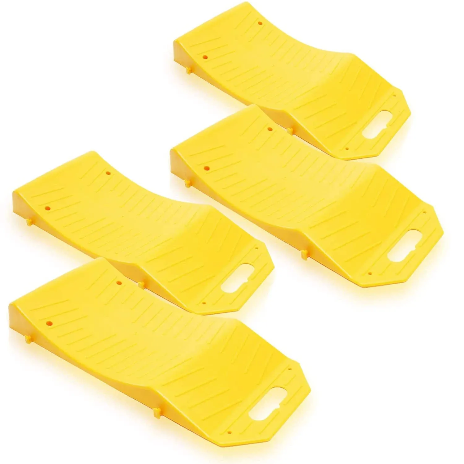 Zone Tech Tire Saver Ramps - 4-Pack Portable Highly Visible Yellow Vehicle Travel ...