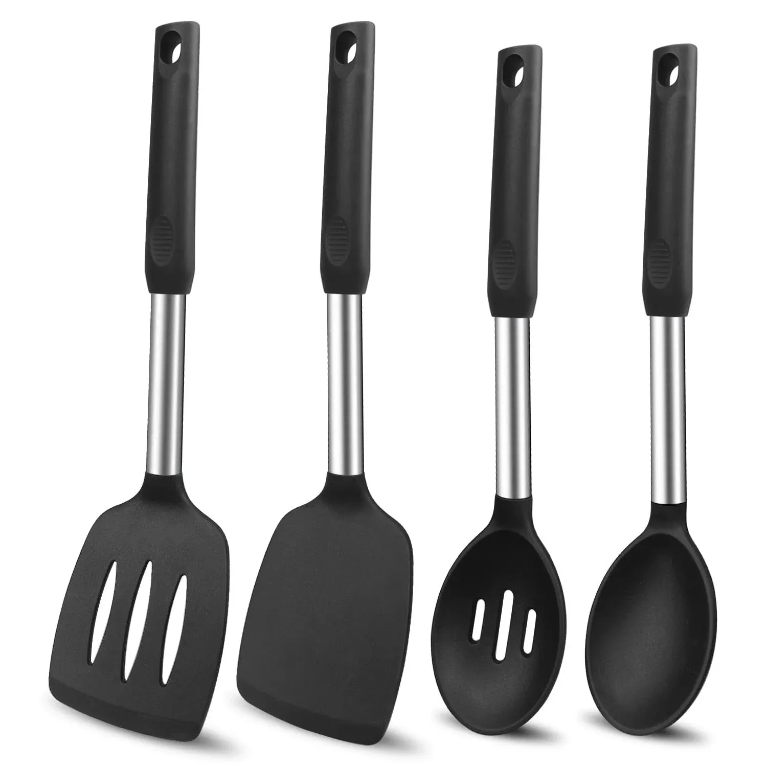 Beijiyi Silicone Cooking Spatulas and Spoons, 4 Pack Heat Resistant Silicone ...